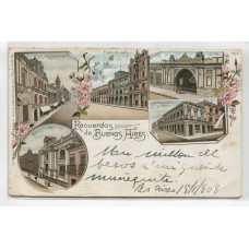 BUENOS AIRES CIUDAD ANTIGUA TARJETA POSTAL ARGENTINA TIPO GRUSS AUS 1908